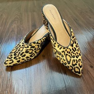 Halogen Fur Leopard Mules